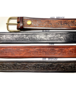 WILDLIFE   BELT  *  Duck - Deer - Cougar  * Cowhide *  4 Colors *  1-1/2... - $32.95