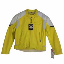 DAVOUCCI, Men&#39;s Racing, Biker, Motorcycle, Genuine Leather Jacket F50 Yellow /Wh - £454.73 GBP