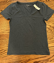 NEW JCrew Women’s Stretch Linen V-Neck T-Shirt Size M Midnight Blue NWT - £23.65 GBP