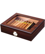Handmade Cigar Humidor Cedar Cigar Desktop Box with Humidifier and Hygro... - £54.14 GBP