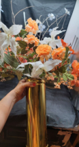 Vintage  Polished Solid Brass Planter  Vase cylinder 12 x 4 flowers is 36&quot; - $22.00