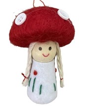 Silver Tree Mushroom Girl Felted 3 inch Christmas Ornament NWT 2021 - £7.88 GBP