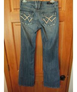 VIGOSS Blue Jeans P1092 Double Snap Flap Embellished Pockets 27 Distress... - £31.81 GBP
