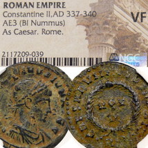 Constantine II son of &#39;the Great&#39; NGC Cert.VF Rome mint. Wreath VOT X Roman Coin - £90.64 GBP