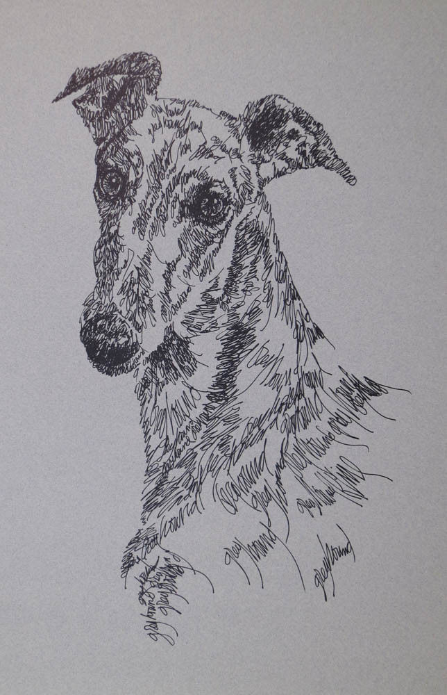 GREYHOUND DOG #331 ART DRAWN FROM WORDS Stephen Kline adds dogs name free. GIFT