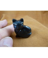 (Y-CAT-167) little BLACK ONYX KITTY baby kitten CAT stone figurine I Lov... - $246.89 MXN