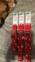 Merry &amp; Bright Holiday Dog Collar (XLarge) Red Snowflake Pawprint Bow Tie - $7.89