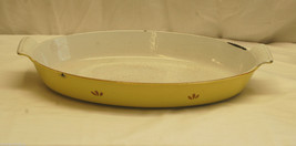 Vintage Cast Iron Enamelware Au Gratin Casserole Baking Dish Pan Yellow Holland - £37.18 GBP
