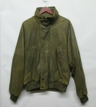 SAWYER OF NAPA Sport green distressed leather COAT JACKET Wool Liner VTG... - $165.07