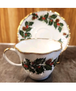 Vintage Queens Bone China Rosina Yuletide Swirl Christmas Holy Cup &amp; Sau... - €10,24 EUR