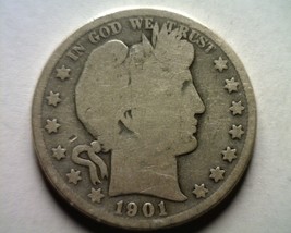 1901 Barber Half Dollar About Good / Good AG/G Nice Original Coin Bobs Coins - $19.00