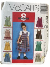McCalls Sewing Pattern 2930 Dress Jumper Blouse Girls Size 6-8 - £7.75 GBP