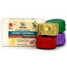 Variety Pack of Four Handmade Mango Butter Honey Bath Bombs with Colloidal Oats  - £25.72 GBP