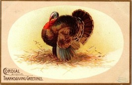 Vintage Postcard 1907 Thanksgiving Turkey Cordial Greetings Unposted Germany - £15.94 GBP
