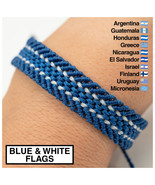 Blue & White flag Bracelet, Friendship Bracelet, handmade macrame Men's bracelet - £14.07 GBP - £16.42 GBP