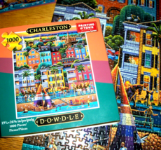 Jigsaw Puzzle 1000 Pcs Charleston SC Dowdle Folk Art Collectible Series Complete - £11.09 GBP