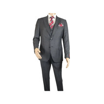 Men Suit BERLUSCONI Turkey 100% Italian Wool Super 180's Vested #Ber2 Charcoal image 6