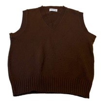 Vintage Grand Slam Brown Wool Sweater Vest Men’s Large Golf V Neck Munsi... - $28.04