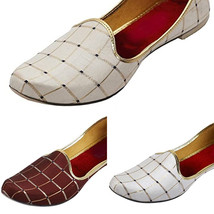 Mens Sherwani Jutti wedding Party Indian ethnic Shoes US 8-12 Checks Round Toe - £28.52 GBP