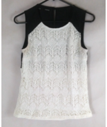 Maurices Sleeveless White Lace Crochet Blouse With Sheer Black Back Size... - $11.14 CAD