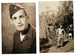 Two Photos of US Army Young Man 1943 in Naples &amp; N. Africa - Named Shirtless - £6.42 GBP