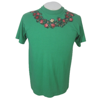 Screen Stars Best T Shirt Ugly Christmas green blank poinsettia applique... - $27.71