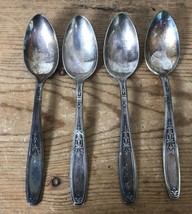 Set Lot 4 Vtg Victorian Antique 1847 Rogers Bros Silverplate Floral Spoo... - £23.59 GBP