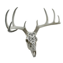 Zeckos Decorative Filigree Design Hanging Deer Skull Statue 17 Inch - £60.28 GBP