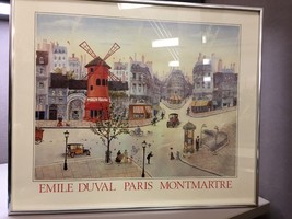 Print Reproduction of Painted Paris Street Scene by Emile Duval Montmartre Frame - £17.70 GBP
