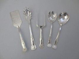 5 pc Sheffield Italy Silverplate Serving pieces Kings Salad, Pasta, Meat Carving - £80.18 GBP