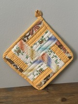 VTG 60s Handmade Yellow Floral Quilt Hot Pad Hanging Potholder Farmhouse 7” - $269.74 MXN