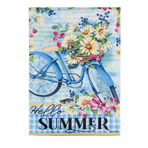 Hello Summer Bike Suede Garden Flag- 2 Sided Message, 12.5&quot; x 18&quot; - $22.00