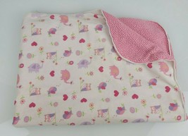 Girls Just Born Baby Blanket Owl Elephant flower bird Heart Pink Sherpa Security - £19.77 GBP
