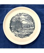 Vintage Currier &amp; Ives Cake Plate Royal China Co Blue w White Crimped Ed... - $225.80 MXN