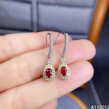 fine Jewelry 925 Sterling Silver Natural Ruby Girl new luxury earring eardrop Su - £70.48 GBP