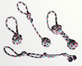 Dog Rope Chew Toys Set of 4 Christmas Colors Teething Small Medium Dogs - £10.25 GBP