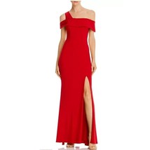 Aqua Womens 0 Red Off the Shoulder One Strap Side Slit Maxi Gown Dress N... - $117.59
