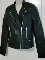 Vero Moda Black faux leather moto biker jacket Womens XS - £20.78 GBP