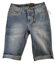NWT Roz &amp; Ali Stretch Denim Shorts Women Size 8 Embroidered Skimmer Blue Jean - £12.80 GBP