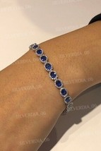 Women&#39;s Bracelet 6.20CT Oval Cut Simulated Sapphire  Gold Plated 925 Silver - $207.89