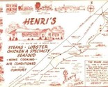 Henri&#39;s Placemat on Route 1 in Wells Maine 1960&#39;s Lobster Atlantic Ocean  - $11.88
