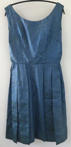 Vtg Blue Green Floral Handmade Silk Pleated Flare Dress 36“ x 27“ x 23“ - £797.50 GBP
