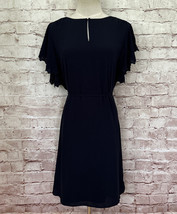 LOFT Womens Dress Navy Blue Flutter Sleeve Eyelet Lace Belted Size Small NEW - £44.19 GBP