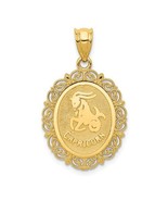 14K Yellow Gold Capricorn Zodiac Oval Pendant - £193.27 GBP