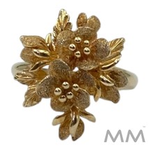 14K Yellow Gold Floral Motif Ring Estate Size 7.50 6.4 Grams - $1,025.00