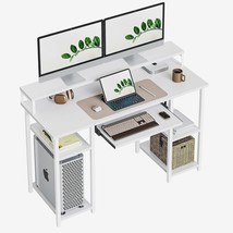 Cubicubi White 47-Inch Computer Desk With Keyboard Tray,, And Monitor Stand. - £83.52 GBP