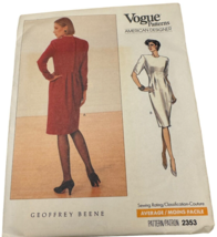 Vogue Sewing Pattern 2353 Geoffrey Beene Misses Fitted Dress Designer Sz 14 UC - £11.84 GBP