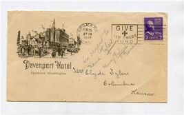 Davenport Hotel Envelope Spokane Washington 1948 Vignette of Hotel - $11.88