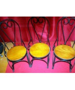 3 DOLL ROCKING CHAIRS High Back Metal Frame Wood Seat 11&quot;H x 5&quot;W x 5 1/2&quot;D - €25,64 EUR