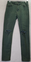 JUST BLACK Jeans Womens Size 30 Green Denim Cotton Stretch Ripped Skinny Pockets - £18.42 GBP